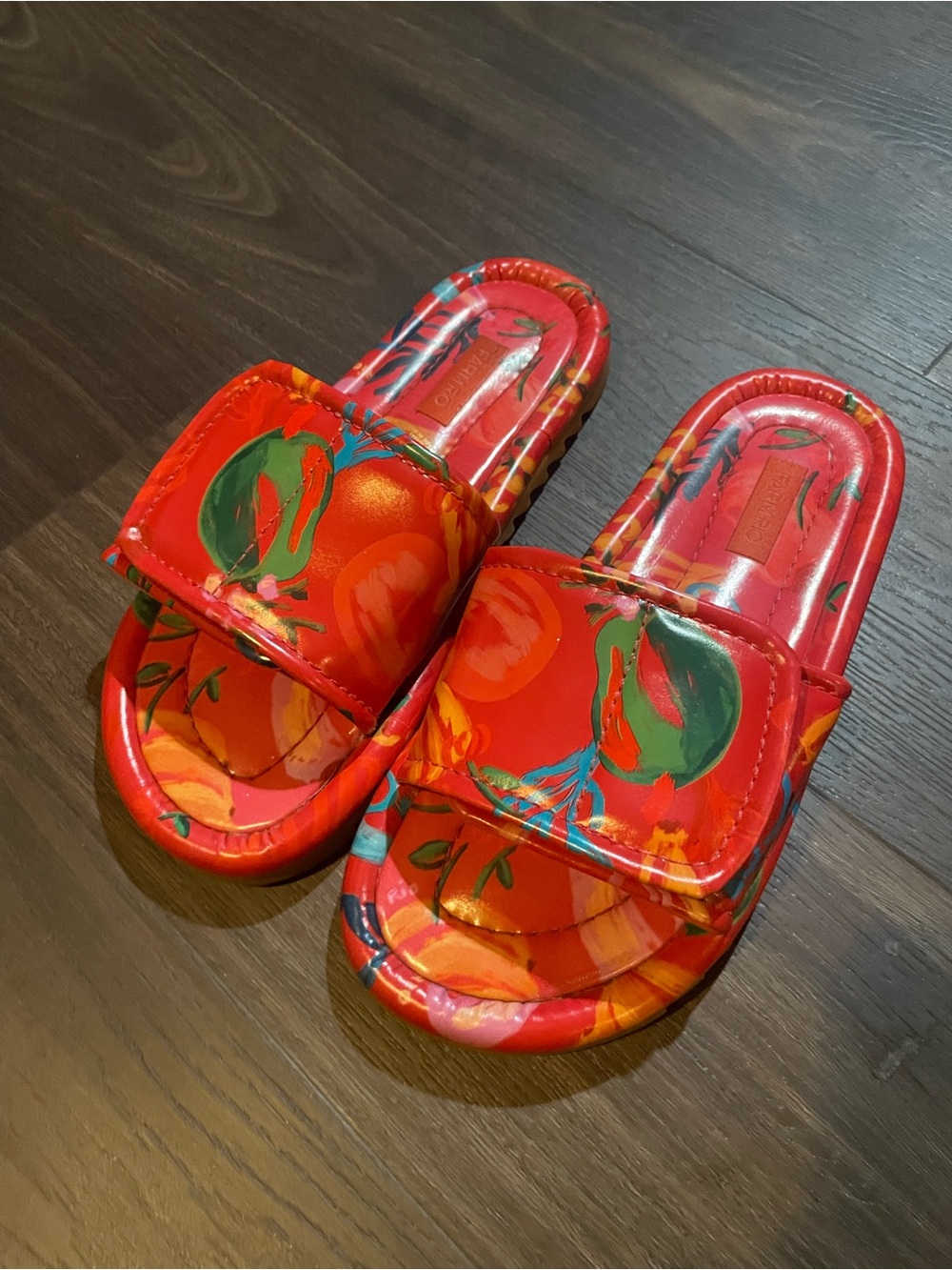 FARM Rio Red Floral Fruit Slide Sandals